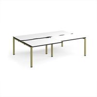 Adapt sliding top double back to back desks 2400mm x 1600mm - green frame, white top, black edge