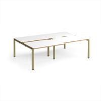 Adapt sliding top double back to back desks 2400mm x 1600mm - green frame, white top, oak edge