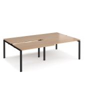 Adapt sliding top double back to back desks 2400mm x 1600mm - black frame, beech top