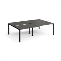 Adapt sliding top double back to back desks 2400mm x 1600mm - black frame, storm grey top
