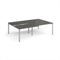 Adapt sliding top double back to back desks 2400mm x 1600mm - silver frame, storm grey top