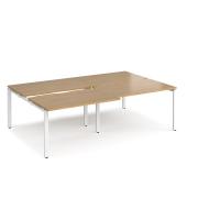 Adapt sliding top double back to back desks 2400mm x 1600mm - white frame, oak top