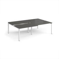 Adapt sliding top double back to back desks 2400mm x 1600mm - white frame, storm grey top