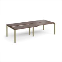 Adapt sliding top double back to back desks 2800mm x 1200mm - green frame, walnut top