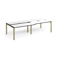 Adapt sliding top double back to back desks 2800mm x 1200mm - green frame, white top, black edge