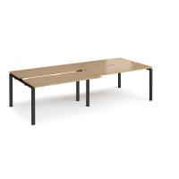 Adapt sliding top double back to back desks 2800mm x 1200mm - black frame, oak top