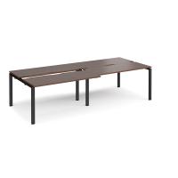 Adapt sliding top double back to back desks 2800mm x 1200mm - black frame, walnut top