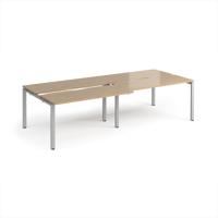 Adapt sliding top double back to back desks 2800mm x 1200mm - silver frame, kendal oak top