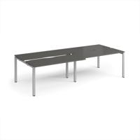 Adapt sliding top double back to back desks 2800mm x 1200mm - silver frame, storm grey top
