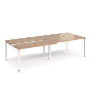 Adapt sliding top double back to back desks 2800mm x 1200mm - white frame, beech top