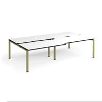 Adapt sliding top double back to back desks 2800mm x 1600mm - green frame, white top, black edge