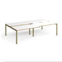 Adapt sliding top double back to back desks 2800mm x 1600mm - green frame, white top, oak edge