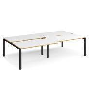 Adapt sliding top double back to back desks 2800mm x 1600mm - black frame, white top with oak edging