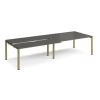 Adapt sliding top double back to back desks 3200mm x 1200mm - green frame, storm grey top