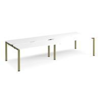 Adapt sliding top double back to back desks 3200mm x 1200mm - green frame, white top