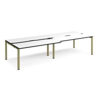 Adapt sliding top double back to back desks 3200mm x 1200mm - green frame, white top, black edge