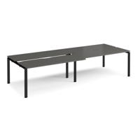 Adapt sliding top double back to back desks 3200mm x 1200mm - black frame, storm grey top