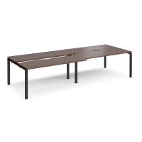 Adapt sliding top double back to back desks 3200mm x 1200mm - black frame, walnut top