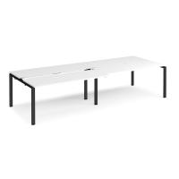 Adapt sliding top double back to back desks 3200mm x 1200mm - black frame, white top