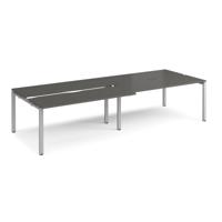 Adapt sliding top double back to back desks 3200mm x 1200mm - silver frame, storm grey top