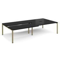 Adapt sliding top double back to back desks 3200mm x 1600mm - green frame, black top