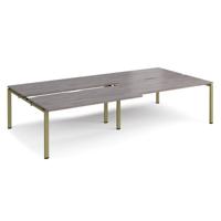 Adapt sliding top double back to back desks 3200mm x 1600mm - green frame, grey oak top