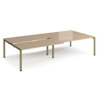 Adapt sliding top double back to back desks 3200mm x 1600mm - green frame, kendal oak top