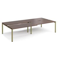 Adapt sliding top double back to back desks 3200mm x 1600mm - green frame, walnut top