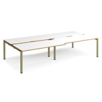 Adapt sliding top double back to back desks 3200mm x 1600mm - green frame, white top, oak edge