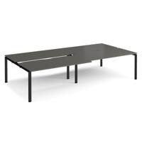 Adapt sliding top double back to back desks 3200mm x 1600mm - black frame, storm grey top