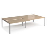Adapt sliding top double back to back desks 3200mm x 1600mm - silver frame, kendal oak top