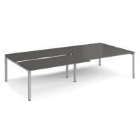 Adapt sliding top double back to back desks 3200mm x 1600mm - silver frame, storm grey top