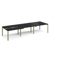 Adapt sliding top triple back to back desks 3600mm x 1200mm - green frame, black top