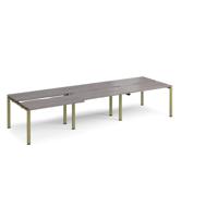 Adapt sliding top triple back to back desks 3600mm x 1200mm - green frame, grey oak top