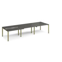 Adapt sliding top triple back to back desks 3600mm x 1200mm - green frame, storm grey top