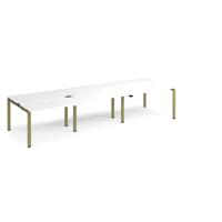 Adapt sliding top triple back to back desks 3600mm x 1200mm - green frame, white top