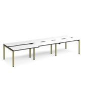 Adapt sliding top triple back to back desks 3600mm x 1200mm - green frame, white top, black edge
