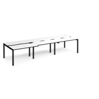 Adapt sliding top triple back to back desks 3600mm x 1200mm - black frame, white top, black edge