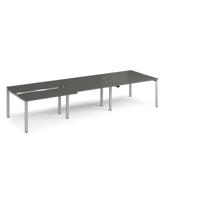 Adapt sliding top triple back to back desks 3600mm x 1200mm - silver frame, storm grey top