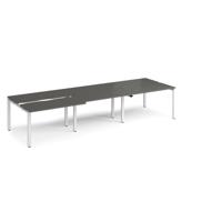 Adapt sliding top triple back to back desks 3600mm x 1200mm - white frame, storm grey top