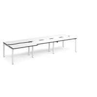 Adapt sliding top triple back to back desks 3600mm x 1200mm - white frame, white top, black edge