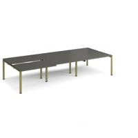 Adapt sliding top triple back to back desks 3600mm x 1600mm - green frame, storm grey top