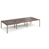 Adapt sliding top triple back to back desks 3600mm x 1600mm - green frame, walnut top