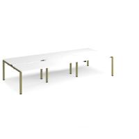Adapt sliding top triple back to back desks 3600mm x 1600mm - green frame, white top