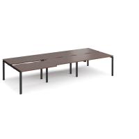Adapt sliding top triple back to back desks 3600mm x 1600mm - black frame, walnut top