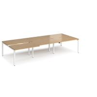 Adapt sliding top triple back to back desks 3600mm x 1600mm - white frame, oak top