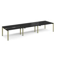 Adapt sliding top triple back to back desks 4200mm x 1200mm - green frame, black top