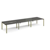 Adapt sliding top triple back to back desks 4200mm x 1200mm - green frame, storm grey top