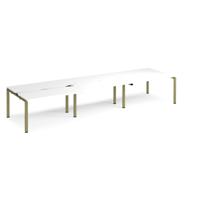 Adapt sliding top triple back to back desks 4200mm x 1200mm - green frame, white top