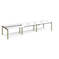 Adapt sliding top triple back to back desks 4200mm x 1200mm - green frame, white top, black edge
